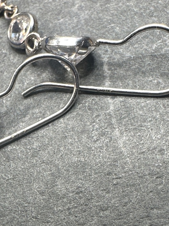 14k White Gold Three Drop Earrings. - Picture 3 of 9